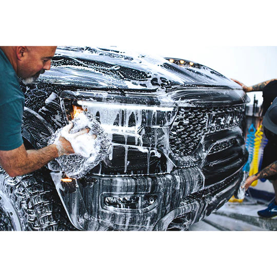 Effective car detailing with P&S Wide Open All Terrain Wash, demonstrating its power on a detailed vehicle for a spotless finish.
