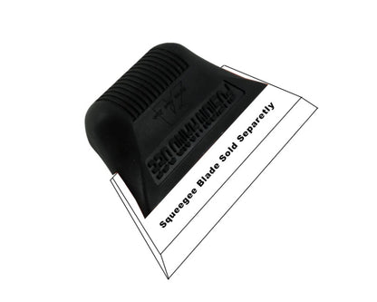 Fusion Hand Dee magnetic squeegee holder in action, securely holding a 5"x2" squeegee.