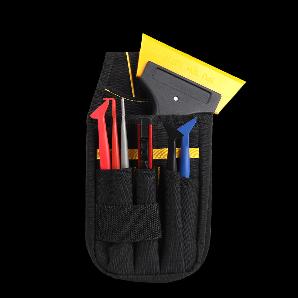 nterior glimpse of the ProStyle Tint & Wrap Utility Pouch Bag, showing the spacious yet organized tool arrangement.