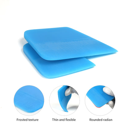 Close-up on the blue PPF squeegee's round edge, showcasing the tool's gentle contact point for delicate film work.