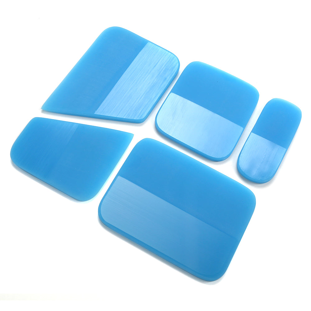 Overview of the 5 PCS Blue Round Edge PPF Squeegees Kit, showcasing the complete set for professional use.