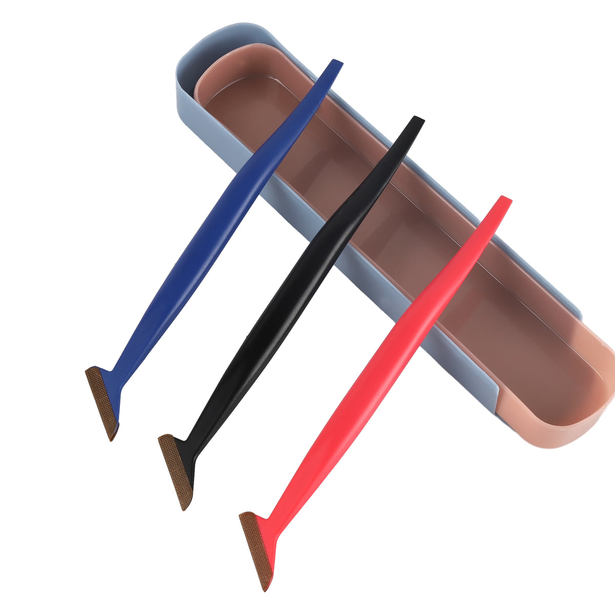 Close-up of the blue Vinyl Wrap Tuck Tool, demonstrating its design for precision tucking."