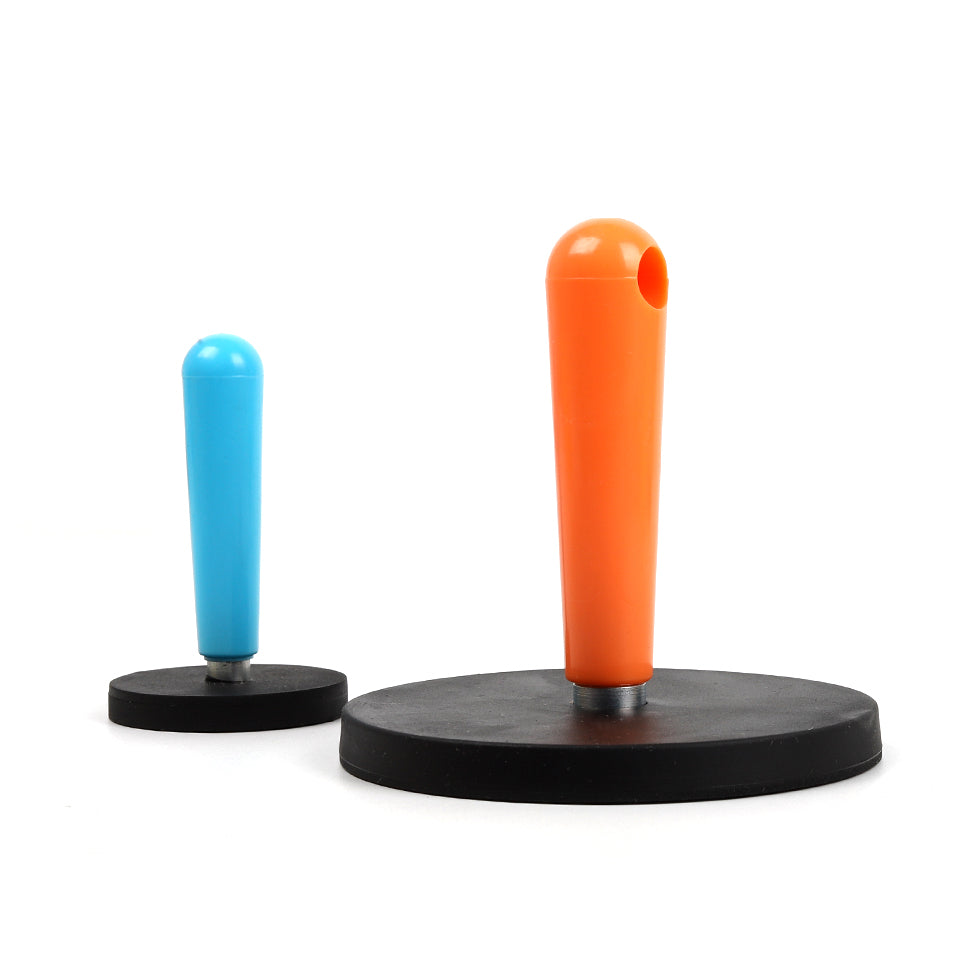 Professional use of Round Magnetic Vinyl Holder for flawless decal attachment.