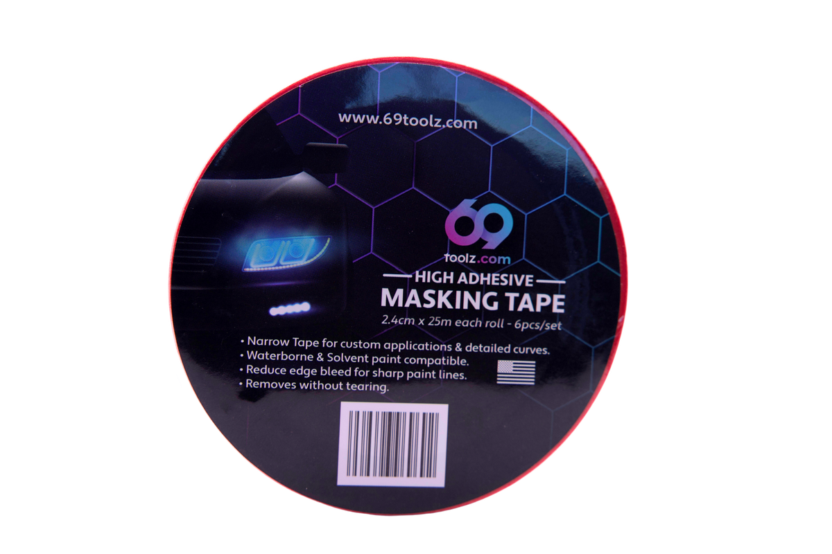 Close-up of red Precision Masking Tape .94 inch, highlighting its quality and precision for painting tasks.