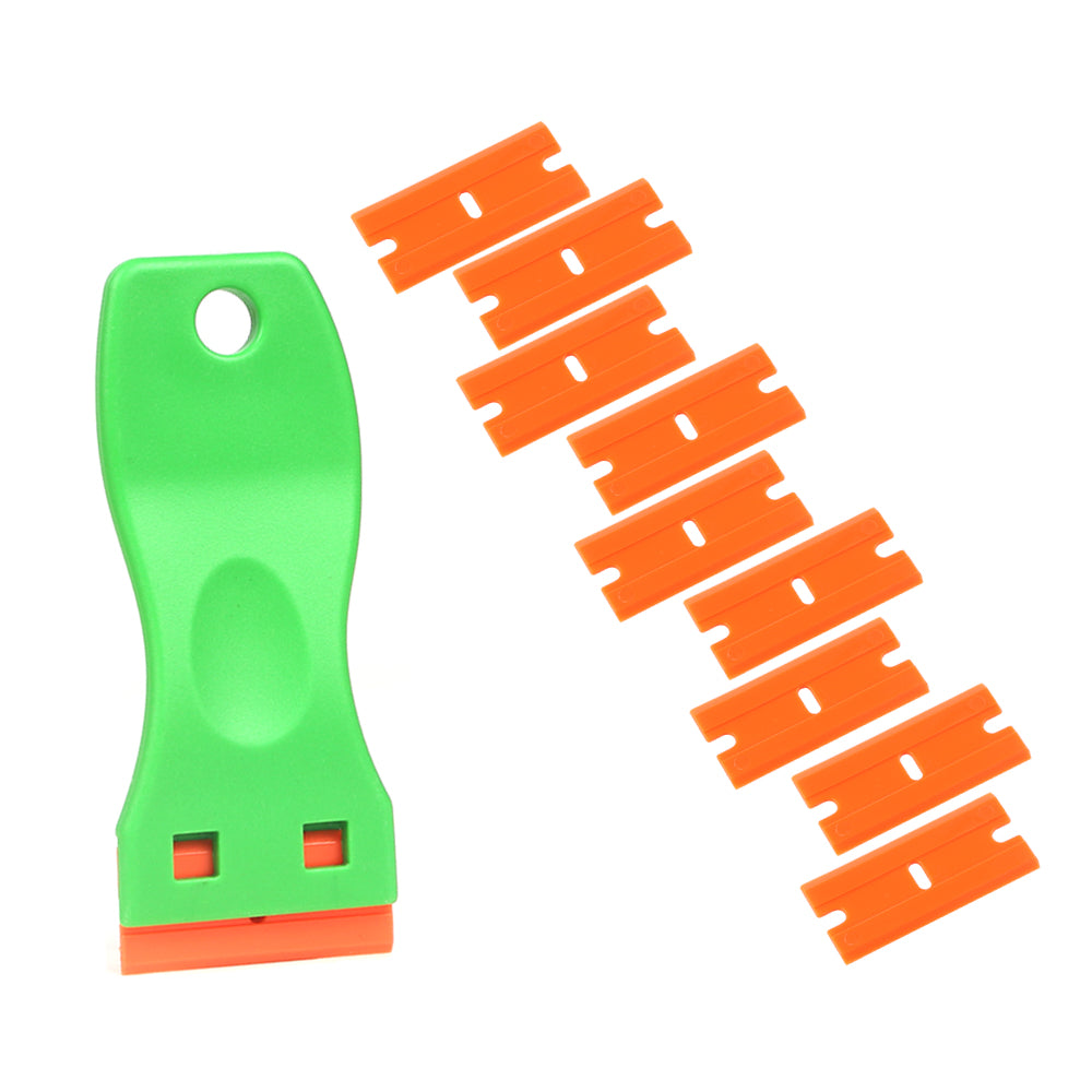 showcasing the green Plastic 1-Inch Blade Holder for enhanced grip and stability.