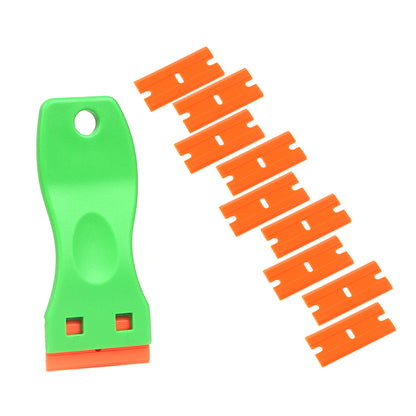 showcasing the green Plastic 1-Inch Blade Holder for enhanced grip and stability.