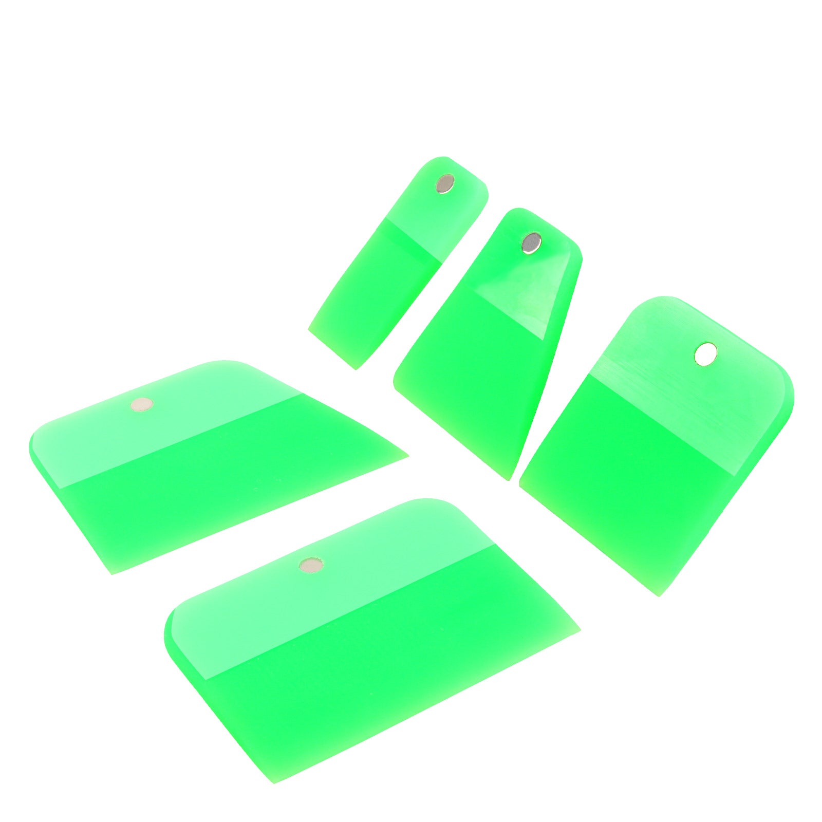 Close-up of the green Magnetic PPF Squeegee, emphasizing the magnet and precision edge for efficient film installation.