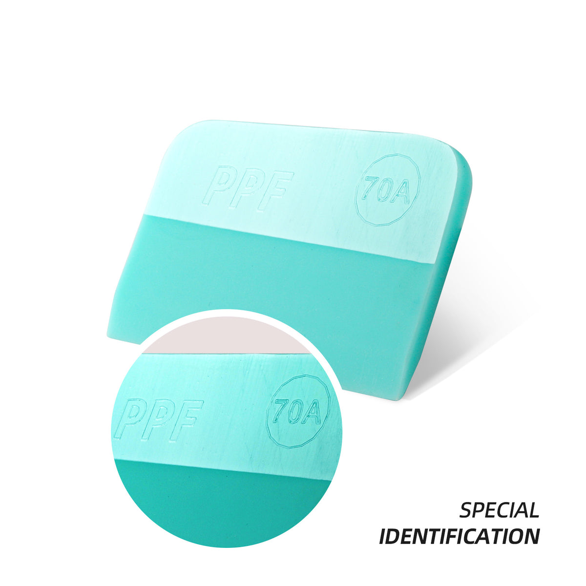 Close-up of the Tiger PPF Squeegee's edge, designed for detailed and tight-space film application, ensuring smooth results - Tiffany Color