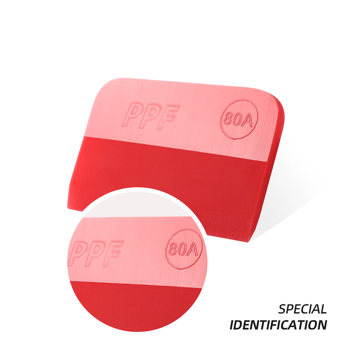 Demonstration of the Tiger Multi-Durometer PPF Squeegee in action, highlighting its capability for precise and bubble-free applications. Red Color