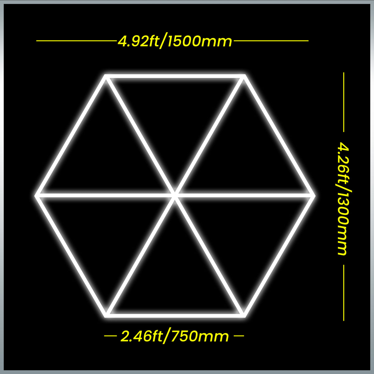 Detailed size specifications of the Serenity HexaLED Multi-Space Light ST6121, showcasing its compact and efficient design ideal for any setting.