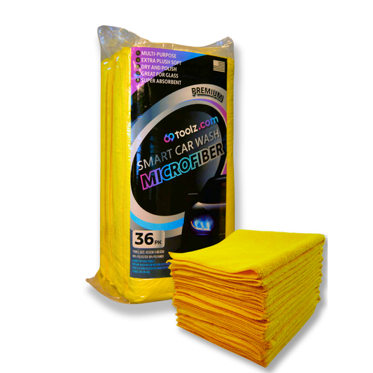 Premium 380 GSM microfiber detailing towels in action, showcasing superior durability and absorbency for automotive care.